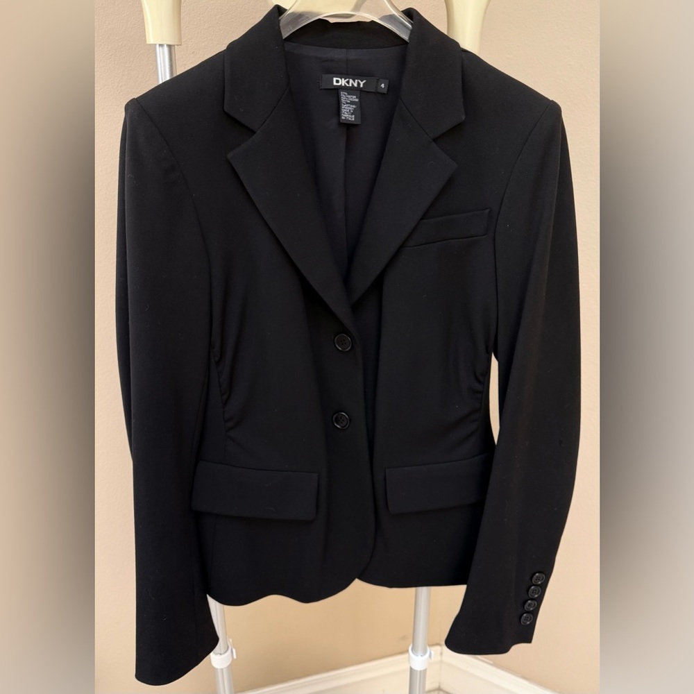 Dkny Black Tailored Blazer with Notched Lapels